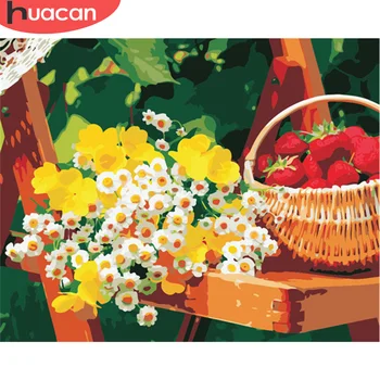 

HUACAN Painting By Number Flower Hand Painted Paintings Art Drawing On Canvas Gift DIY Pictures By Numbers Fruit Kits Home Decor