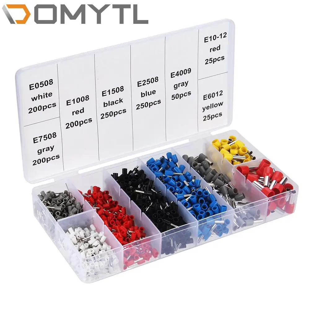 

1200Pcs Tubular Terminal Block Tubular Pre-insulated Cold-pressed End Wiring Connector Crimp Terminals Set