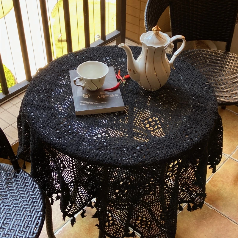 Pastoral Handmade Crochet Square Cotton Tablecloth Bedroom Balcony Corridor Tea Party Round Table Piano Cover Cloth table cloth