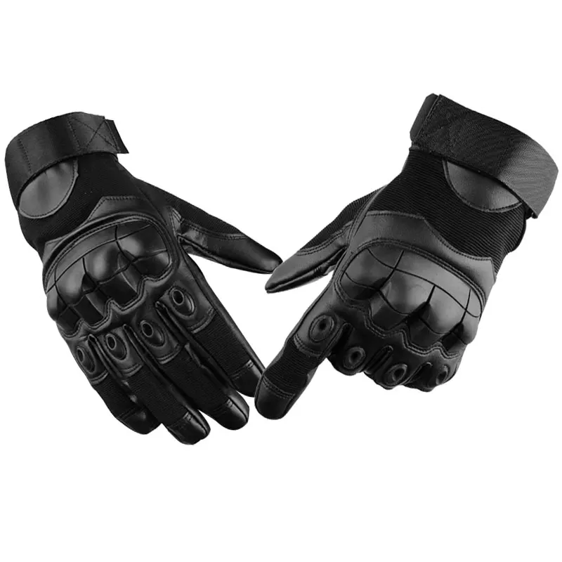 Black02 Кожаные Мотоциклетные Перчатки с сенсорным экраном, тактическая Экипировка, черные мотоциклетные байкерские гоночные перчатки с жестким кончиком пальцев, мужские перчатки 3 стиля - Цвет: Black02