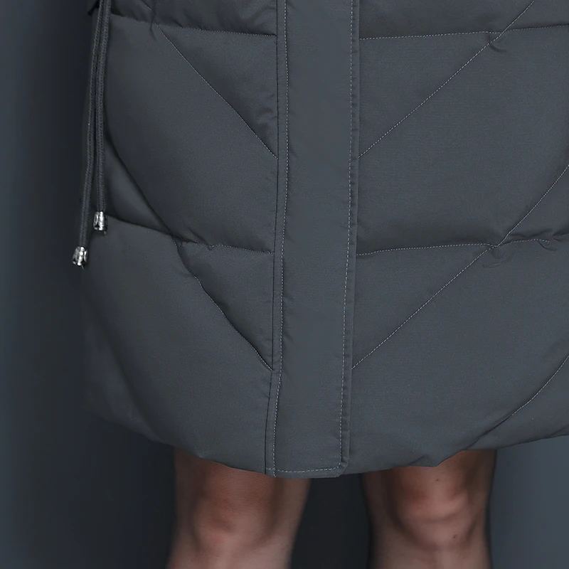 Зимняя мода женщин среднего возраста толстый теплый с капюшоном вниз хлопок пальто куртка длинный раздел большой меховой воротник хлопок куртка(XL-5XL