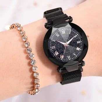 

Luxury Ladies Watch Convex Glass Quartz Mesh Belt With Magnetic Fashion Starry Sky Watch relogio feminino reloj para mujer часы