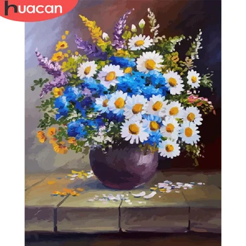 

HUACAN DIY Pictures By Numbers Daisy Drawing Kits Paint By Number On Canvas HandPainted Painting Flower Art Gift For Home Decor