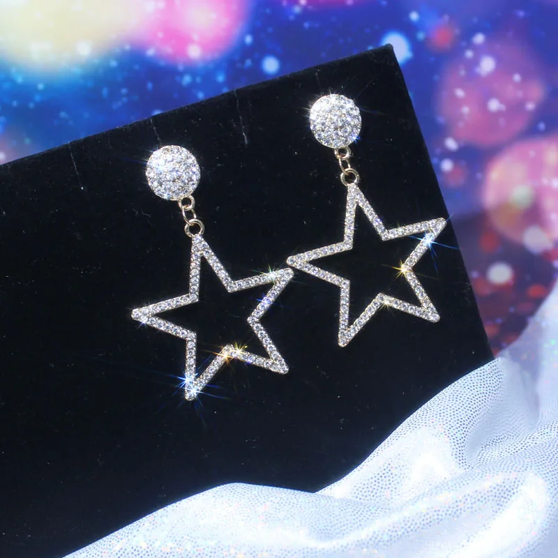 Блестящая сторона, новинка, модный бренд, ювелирное изделие, кристалл, звезда, серьги-гвоздики для женщин, простой стиль, подарок, жемчужные серьги