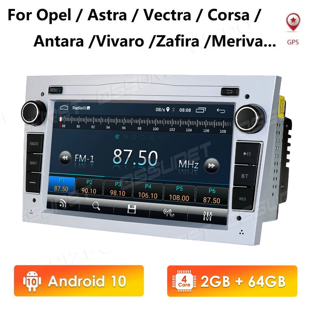 Автомобильный DVD-плеер плеер на Android 10 1024X600 с 7-дюймовым экраном GPS для Opel Astra h g Zafira B