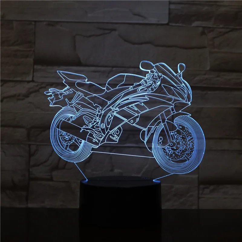 Крутой Мотоцикл 3D лампа ночник светильник USB/на батарейках Светодиодный Ночник