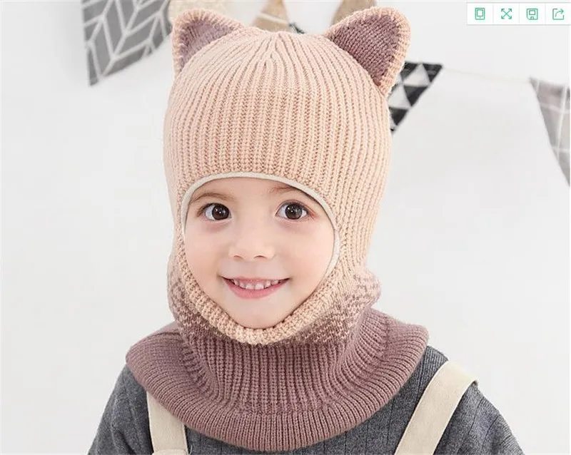 Детские зимние шерстяные шапки с помпонами для девочек и мальчиков, шапочка, детские теплые шапки, шарф, комплект, Детская шляпа, вязаные шапки с ушками для девочек и мальчиков