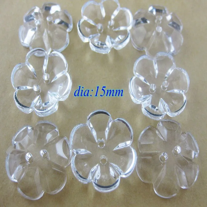 

50pcs Newly Crystal Button 15mm Shirt Flower Shaped Transparent china button bulk scrapbooking products kids Woman accessories