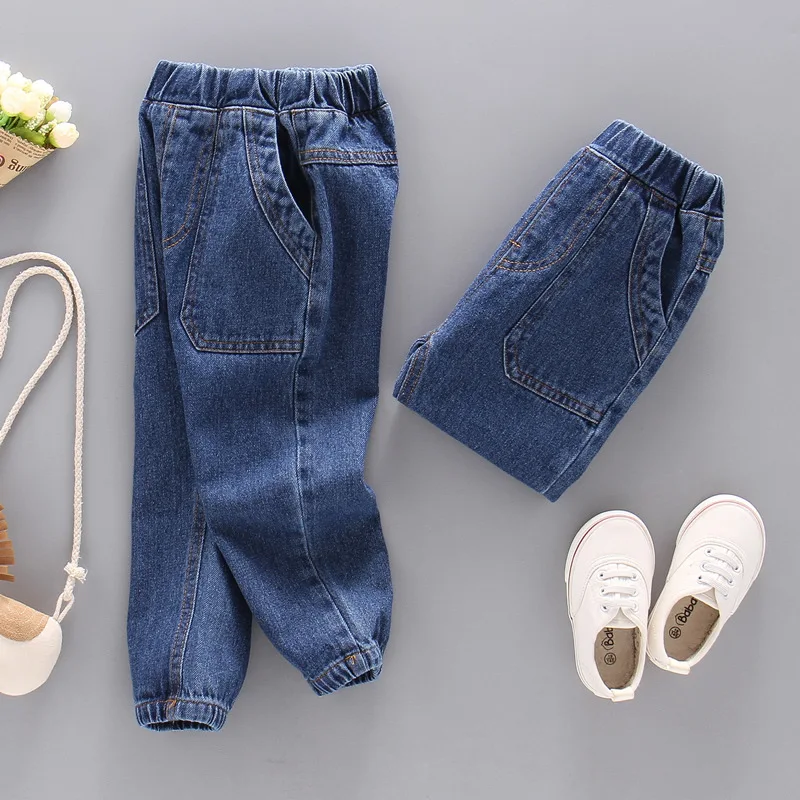 

2019 New Style Korean-style CHILDREN'S Trousers BOY'S Autumn And Winter plus Velvet Trousers Children Pocket Jeans Childrenswear