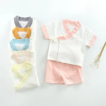 

New boys and girls baby two-piece short-sleeve Kazakh clothes summer pajamas thin section out children's comfort suit