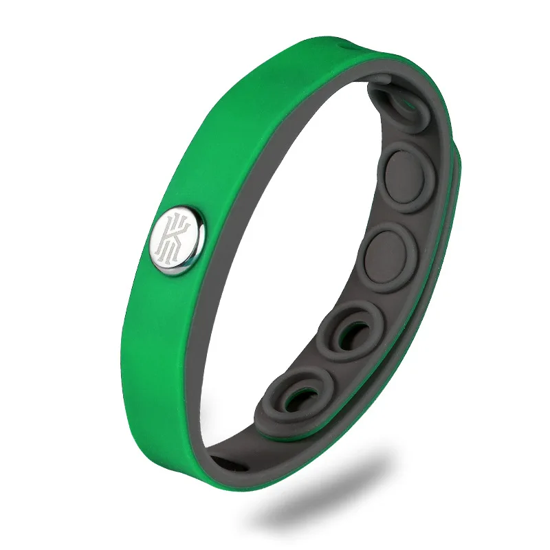 5 цветов, модный спортивный силиконовый браслет с отрицательными ионами для мужчин, баскетбольный идол, логотип, надпись, браслет для женщин, кнопка, ювелирное изделие - Metal Color: Green