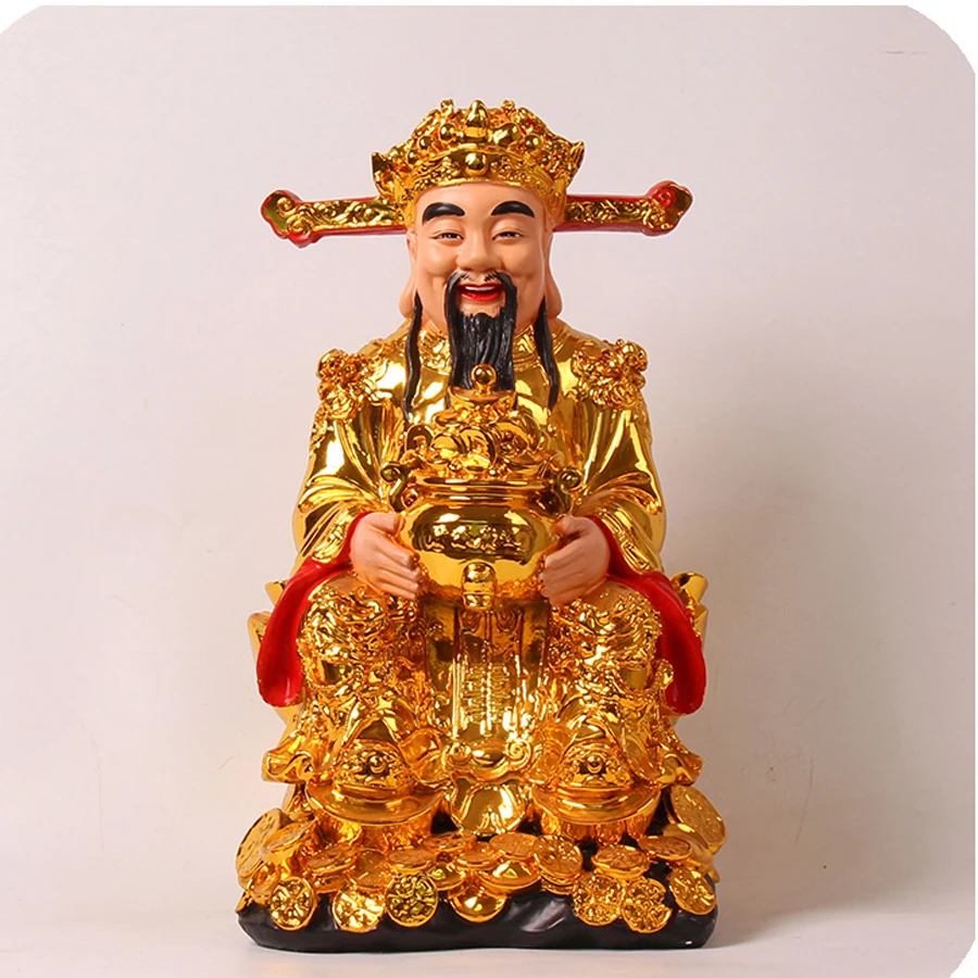 30 см Большой Азия домашний магазин компания зал приносить богатство набрать деньги удачу золото Бог удачи Благоприятный фэн-шуй Статуя