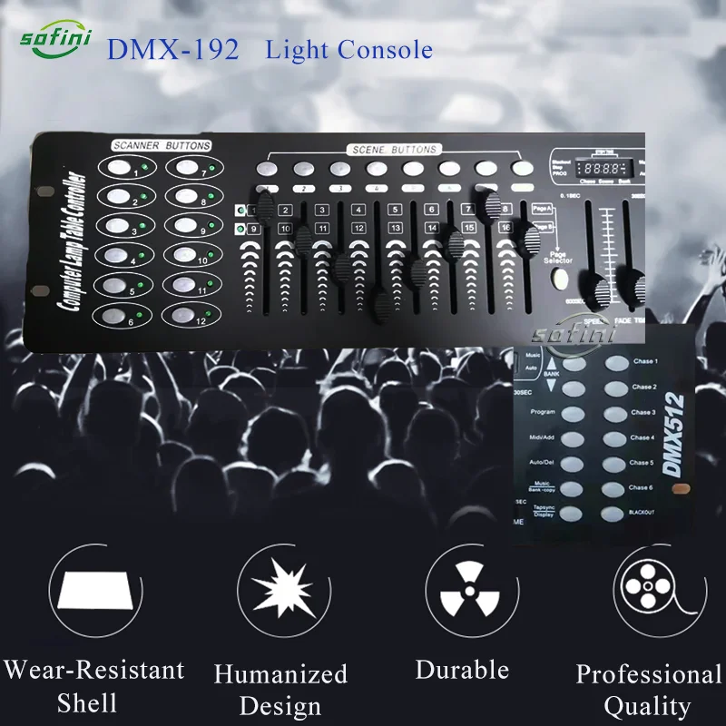 Miumaeov DMX 512 Light Controller 192CH DMX Console Stage DJ Light  Controller Lighting Mixer Board Controller for Stage DJ Light Party Disco  Pub Night