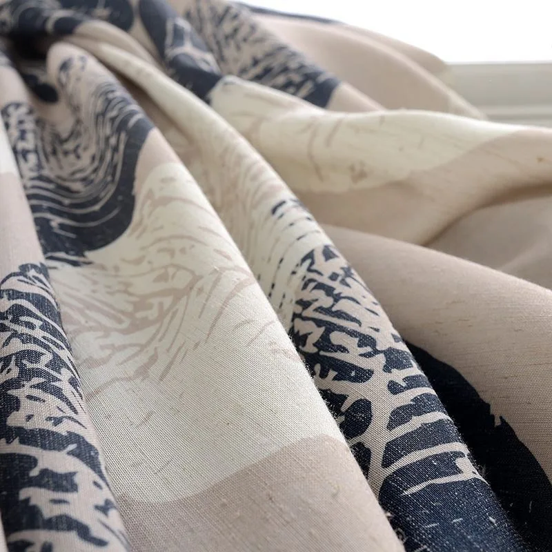 cloth Синие плотные шторы с большими листьями для гостиной, спальни, кухни, Cortinas, с принтом, пасторальный стиль, оконные шторы S068& 30 - Цвет: cloth