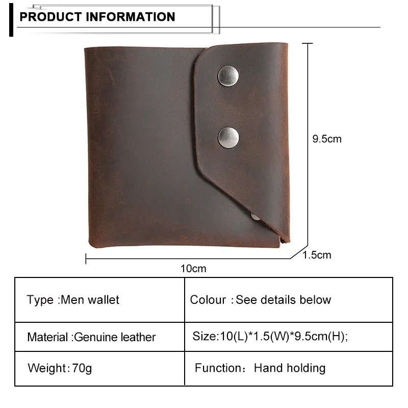 Мужской кошелек, кожаный, Ретро стиль, короткая часть, кошелек, Воловья кожа, двойной, бизнес, передний карман, сумки для денег, мужской однотонный клатч, чехол для кредитных карт
