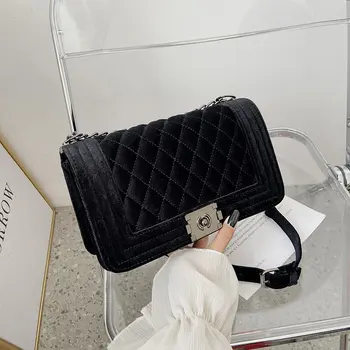 

Velvet Women Bag Small Shoulder Bag Chain Crossbody Bags for Women 2020 Winter Fashion Classic Luxury Ladies Handbags Designer
