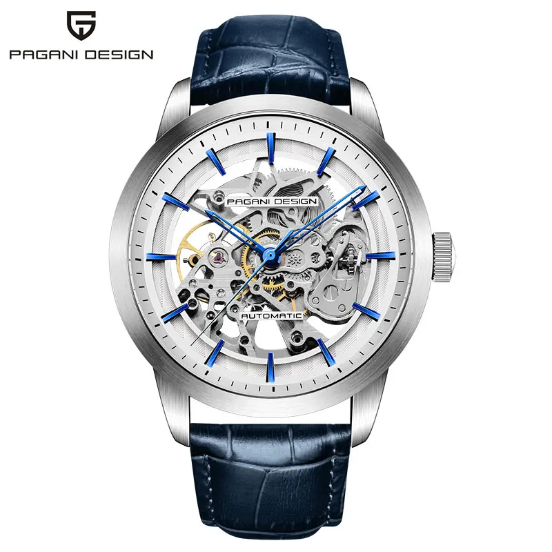 

2019 PAGANI DESIGN Brand Fashion Leather Gold Watch Men Automatic Mechanical Skeleton Waterproof Watches Relogio Masculino Box.
