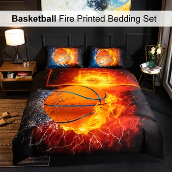 

Basketball Bedding Sets Soccer Baseball Microfiber 3d Comforter Luxury Bedclothes Sleep Duvets Bed Linen Kids Queen King Size