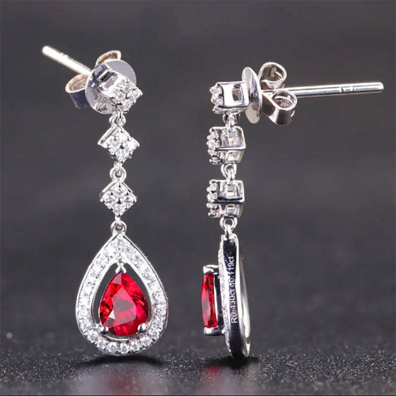 Bague Ringen, капли воды, рубиновые серьги для женщин, модные серьги-капли, темперамент, женское серебро 925, хорошее ювелирное изделие, вечерние, подарок