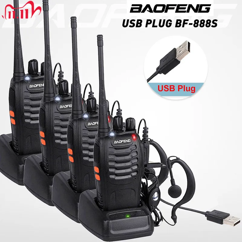 4 шт./лот BAOFENG BF 888S рация двухстороннее радио Baofeng 888s UHF 400 470MHz 16CH портативный