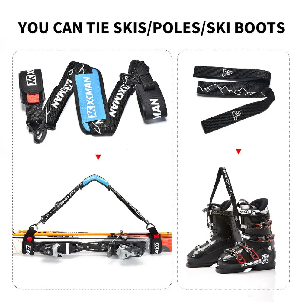 GLOGLOW Ski Strap Ski Snowboard Shoulder Carrier Nylon Strap Holder Ski Shoulder Carrier Snowboarding Accessory 