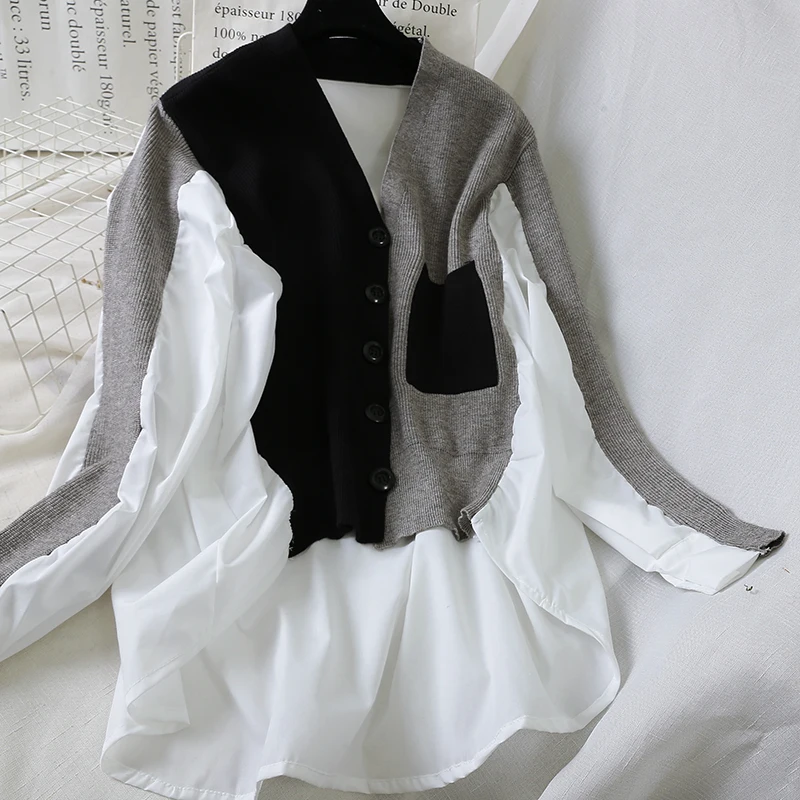 

7609 Female Oversized Sweater 2019 New Loose Autumn Sweater Jacket Korean Sweater Cardigan