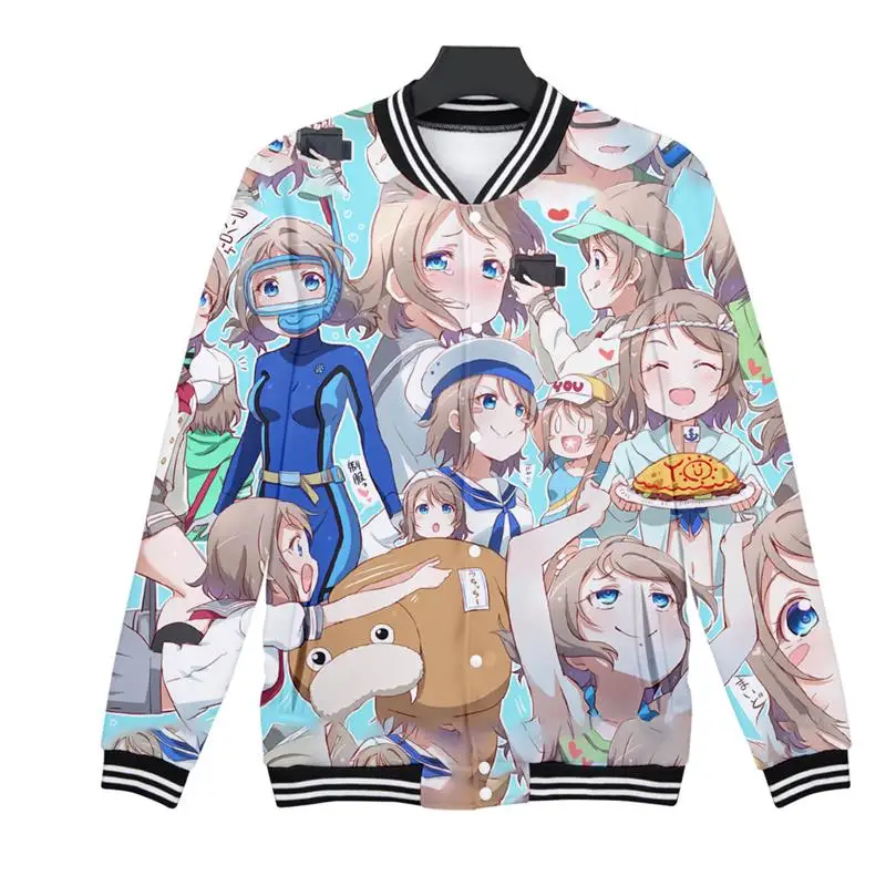 

LoveLive Watanabe You 3D autumn winter Holiday Men/Women casualStreetwear Baseball Uniform casual Streetwear Style