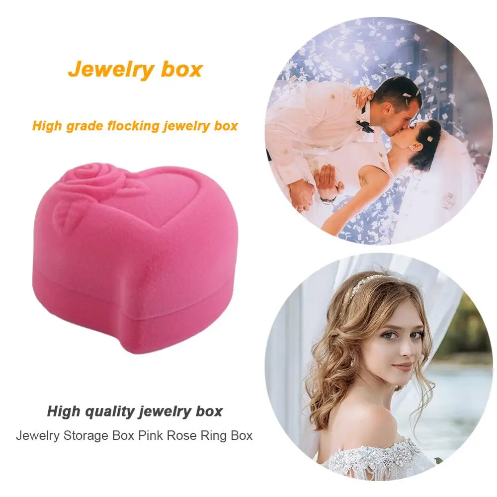 Лидер продаж 2020 бархатная коробка для обручальных колец в форме розы розового