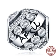 

HOT SALE 925Sterling Silver Birthstone April Fit Original pandora Bracelet&Bangle Making Fashion DIY Jewelry For Women