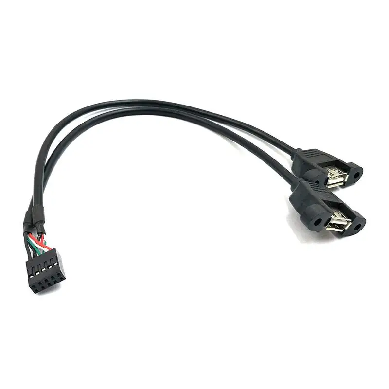 AAAE Top-(2-Pack) 30 см 10 Pin Материнская плата Женский Разъем для 2-портовый двойной USB 2,0 Женский адаптер Dupont удлинитель Кабель с винтом P