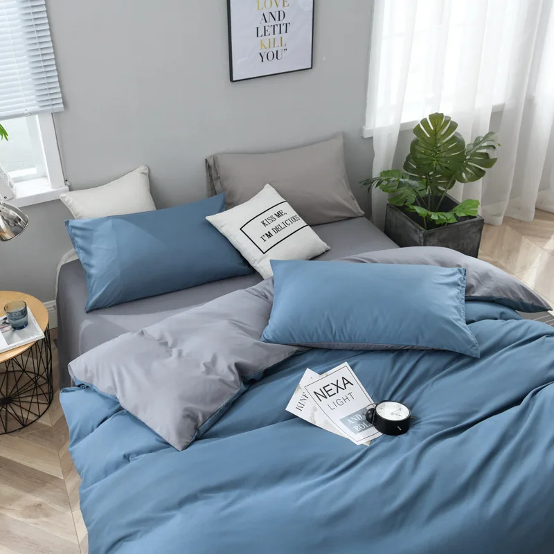 Denim Blue-Grey Прочные постельные принадлежности набор 3 4 шт. Пододеяльник Простыня наволочка наборы постельное белье двойной Полный Постельное белье королевского размера одеяла - Цвет: Denim Blue-Grey