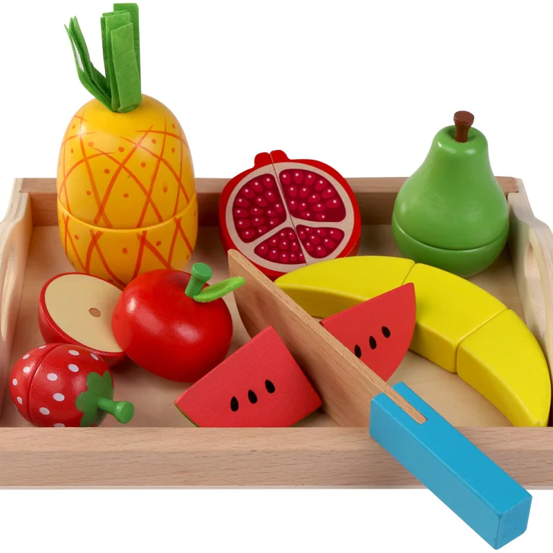 

[Cloud Commercial Union] Children Wooden Pallet Magnetic Fruit & Vegetable Cutting Slicer Play House Toys
