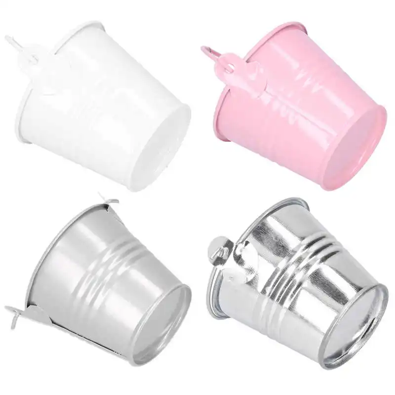 Secchi Del Metallo Per Le Piante Nel Giardino Fotografia Stock