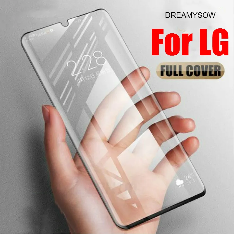 

Full Cover Tempered glass For LG Q60 V50 K50 K40 V40 V30 Glass For LG Q 60 Q7 Q6 G8 G7 Screen protector Safety glass cover film