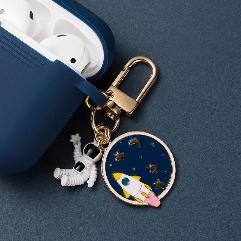 Силиконовый чехол с космическим космонавтом для Apple Airpods 1, 2, аксессуары, защитный чехол, сумка, чехол для наушников, брелок для ключей