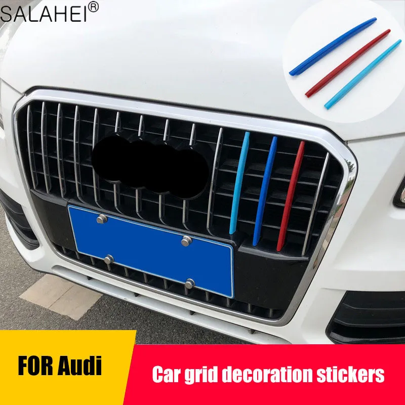 

3PC For Audi Q3 /Q5 Three-color Decorative Strip Mesh Q5 Chinese Net Modified Bright Grid Strip Car Sticker Dedicated Decoration