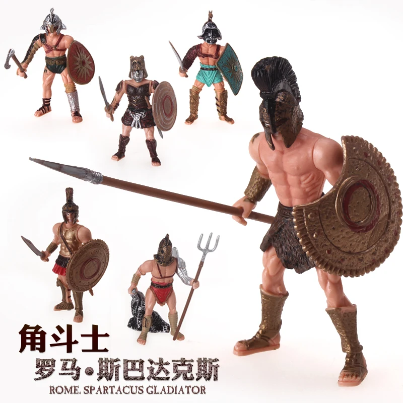 

6pcs/set Spartak Gladiator Toy Model Ancient Roman Soldier 10.5cm Gladiator Model with Weapon Shield