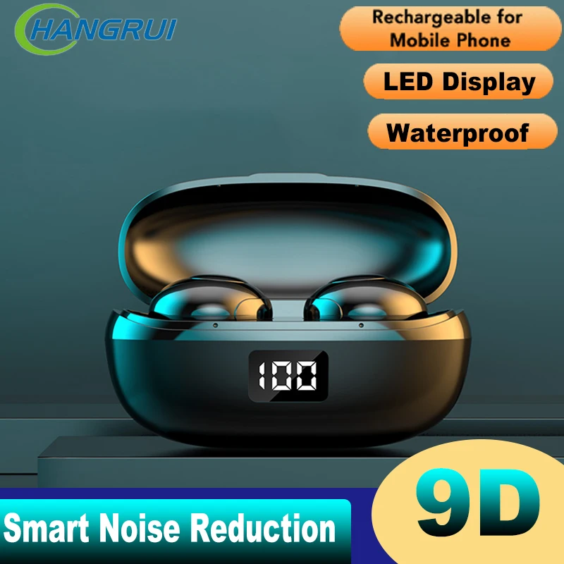 Sport Bluetooth Wireless Earphone TWS Music Noise Cancelling Waterproof Headphones HiFi Earphones LED Display Headset With Mic