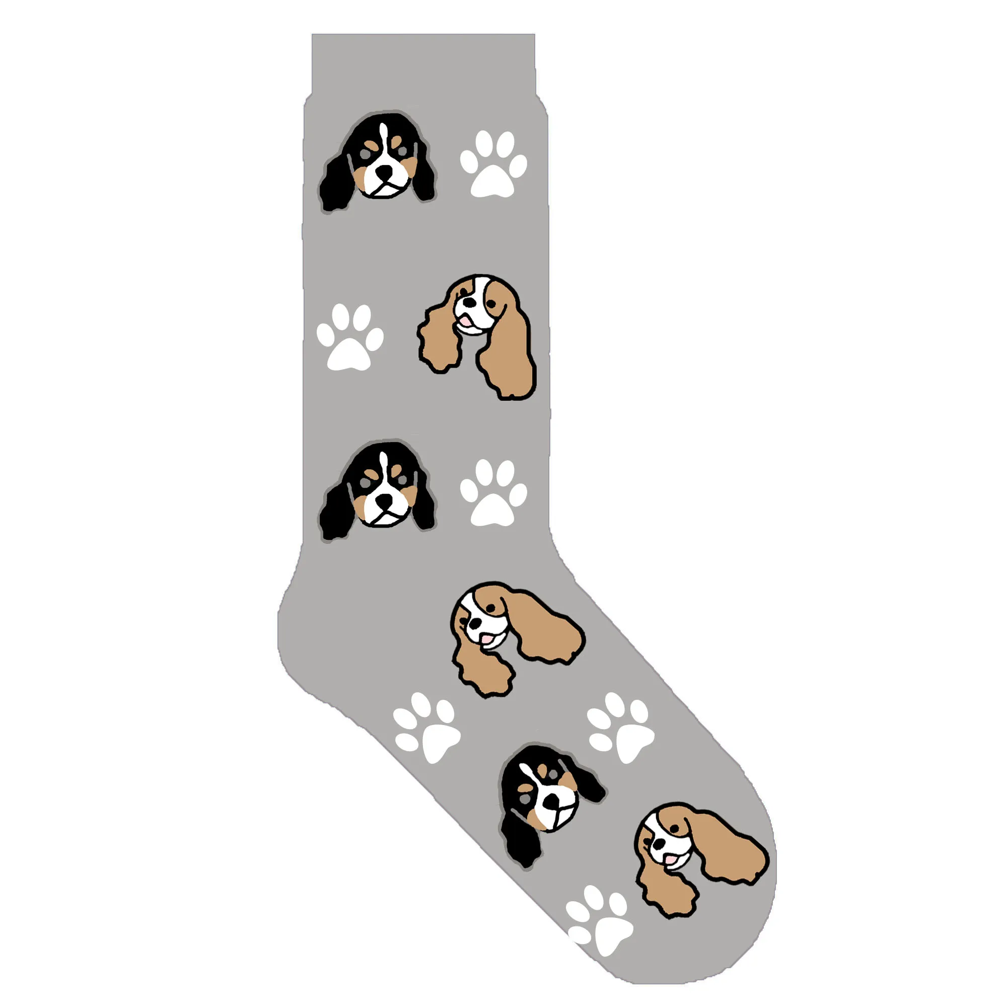 Cavalier King Charles Spaniel dog crew socks with paw cute dog theme gift kawaii socks novelty creative sox ORIGINAL 50 pair/lot