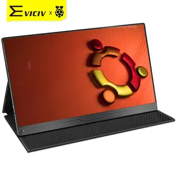 شراء محمول رصد كبير EVICIV 17.3 بوصة شاشة الكريستال السائل Ubantu التوت بي الموز المحمول الشاشة الثانية 1080P HDMI USB-C أورانج روك