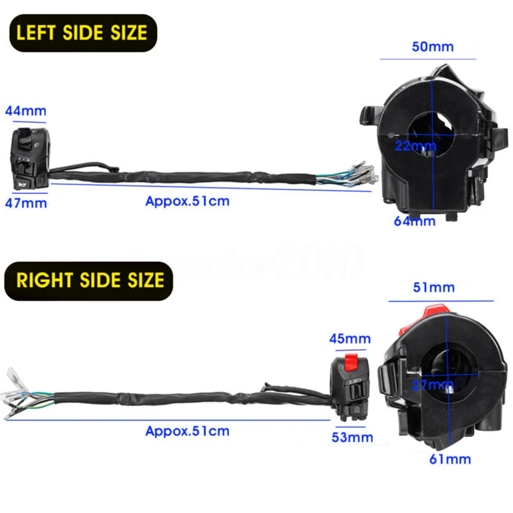 

Waterproof Motorcycle Switch Universal 1 pair Handlebar Electrical PVC+ABS
