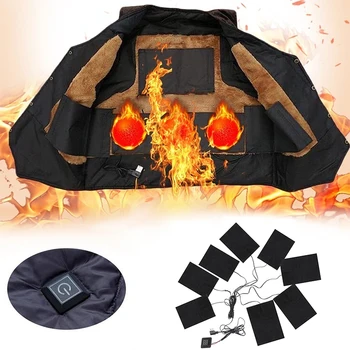

Black Clothes Warmer Pads USB 8pcs Soft Warmer Pads 3 Gear Adjustment Outdoor Vest Heating Pads Winter DIY Clothing Accessories