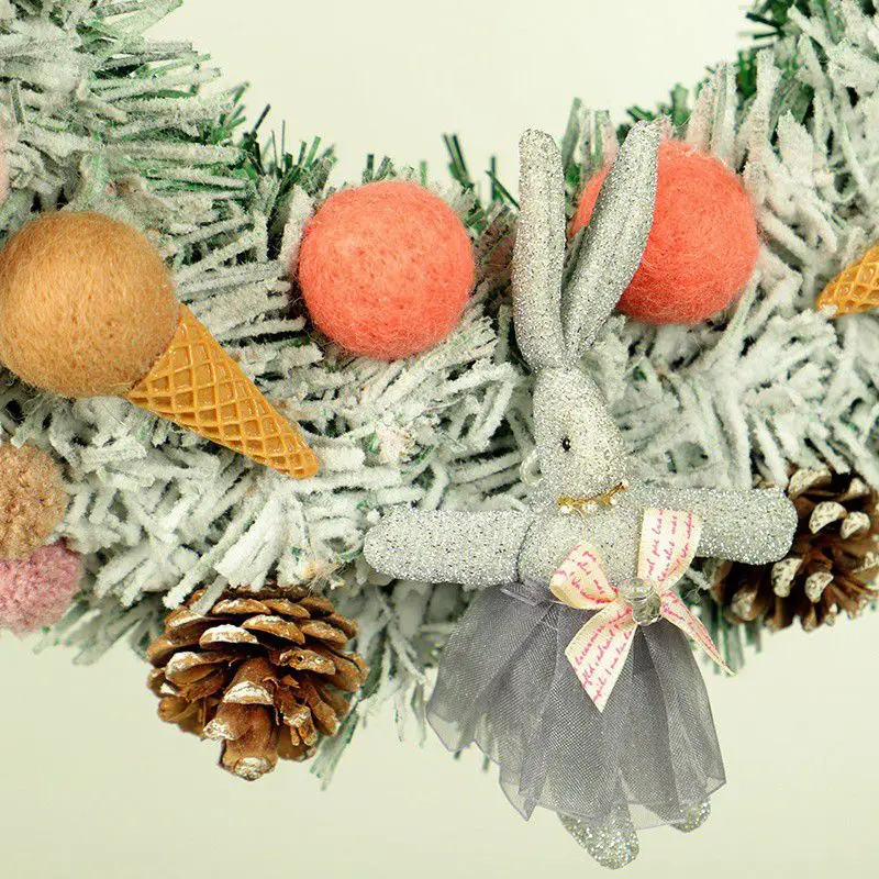 30 см шерстяной войлок с декоративной гирляндой венок Рождество Флокирование ПВХ