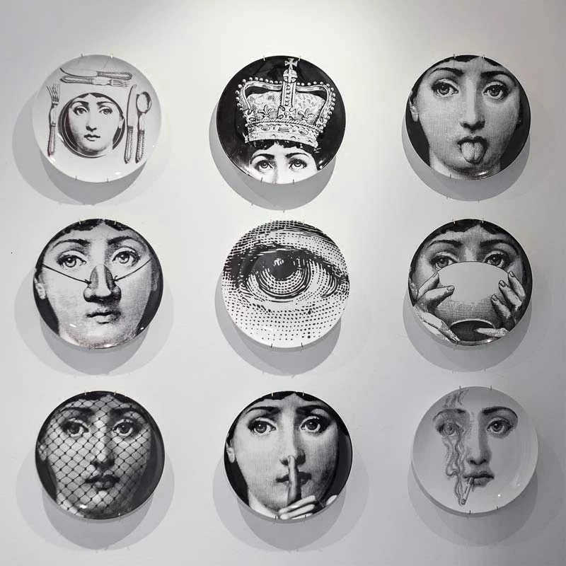 New High Quality Bone China Milan Abstract Design Style Room Decoration Hanging Dishes Wall Plates Piero Fornasetti Plates