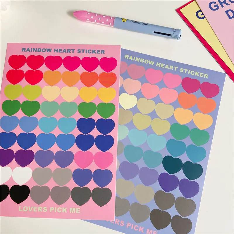 Kawaii Candy Color Love Heart Stickers Scrapbooking Decorative Sticker Girl DIY Diary Album Stick Label Cute Stationery | Канцтовары для