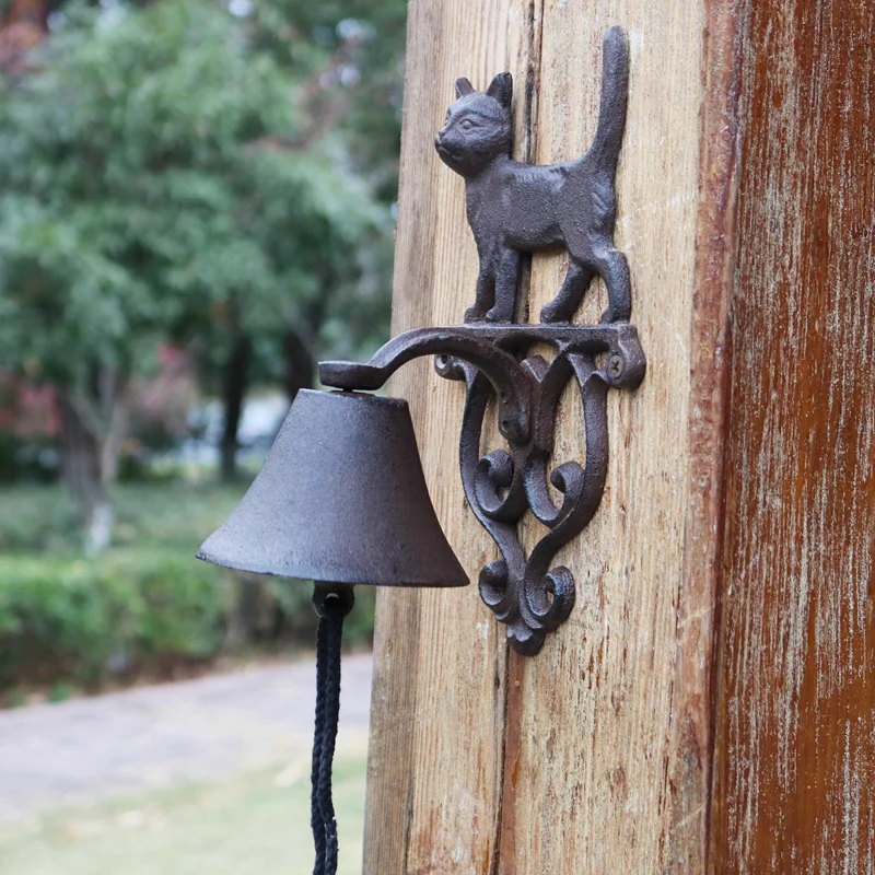 Rustic Cat Cast Iron Garden Decor Hand Cranking Bell European Country Accents Home Wall Mounted Heavy Metal Welcome Door Bell Rustic Cat Cast Iron Garden Decor Hand Cranking Bell European Country Accents Home Wall Mounted Heavy Metal Welcome Door Bell
