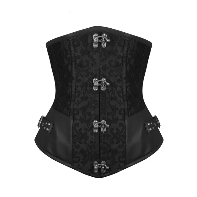 Steampunk Leather Waist Control Gothic Plus Size Underbust Steel Boned Corsets 2