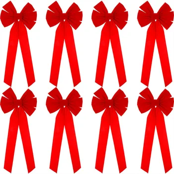 

Red Flannel Christmas Bows 10 x 16 Inches 12 Pack Christmas Wreath Bows for Christmas Tree Garland Window Wall Large Gifts, Indo