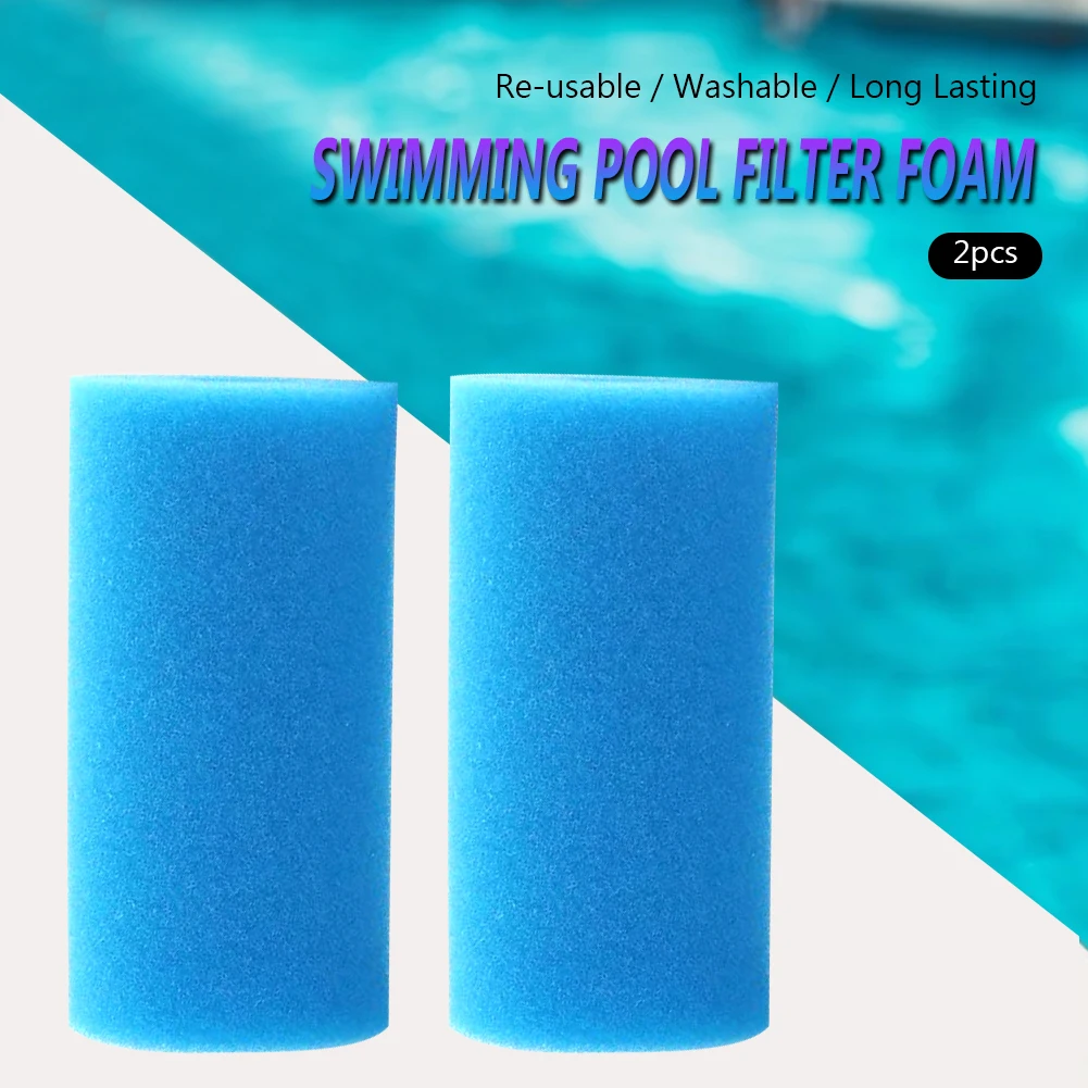 

2pcs Washable Cartridge Swimming Pool Foam Filter Sponge Reusable Cleaner Tools Terrarium Fish Tank Filter Accessories