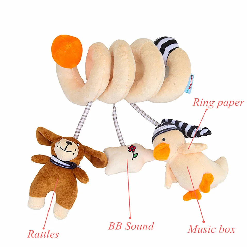 Игрушки для новорожденных 0-12 месяцев, музыкальные мягкие игрушки для коляски, мягкие игрушки для животных, детская кроватка, подвесная развивающая игрушка-погремушка для младенцев